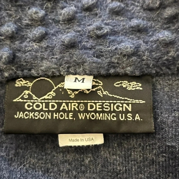 Cold Air Design Wool Blend Popcorn Knit Cropped Coat In Blue Size Medium - Picture 7 of 12